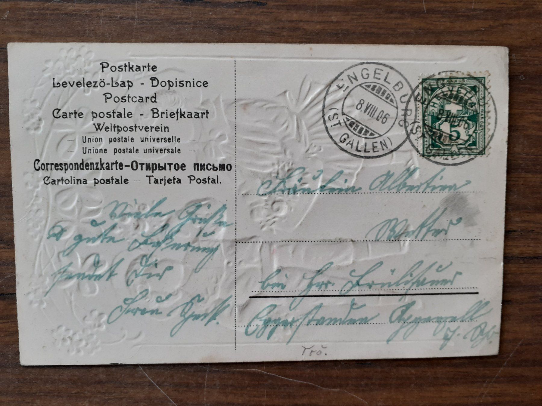 Cartoline postali: Ansichtskarte Kitschkarte 1906 – Usato da Mörschwil venduto da lindaswunderkiste 3