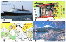 4 seltene frühe Balken Telefonkarten aus Japan