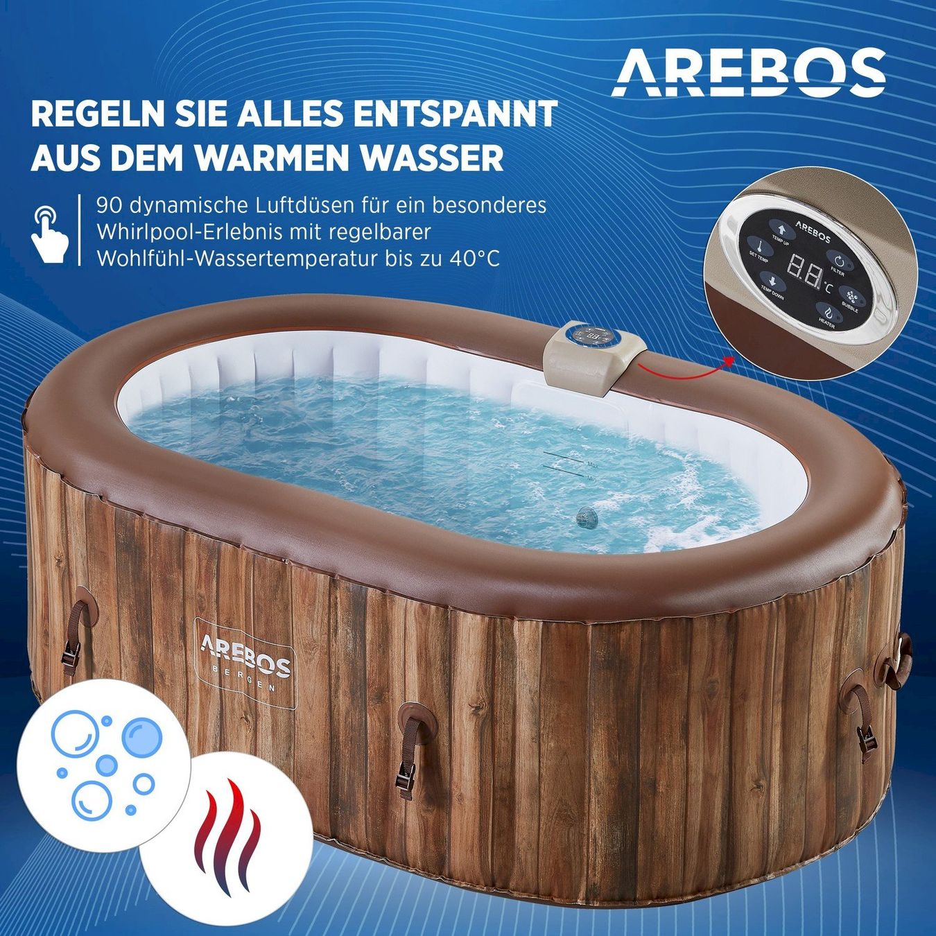 Whirlpool: AREBOS Bergen Spa Whirlpool 2 Personen – Nuovo e nell'imballaggio originale da Bottighofen venduto da zaap 2