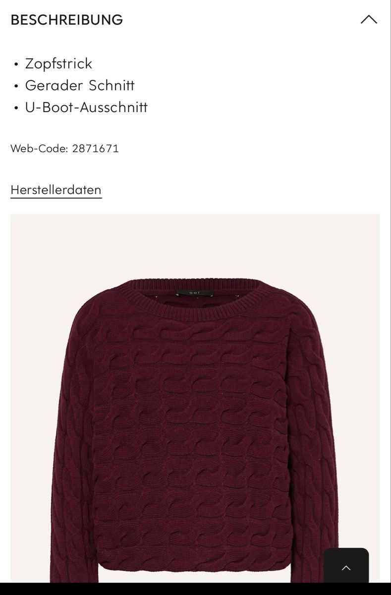 Maglioni & Felpe: Oui Strickpullover bordeaux Gr 38 – Nuovo (secondo la descrizione) da Hindelbank venduto da Surlie 5