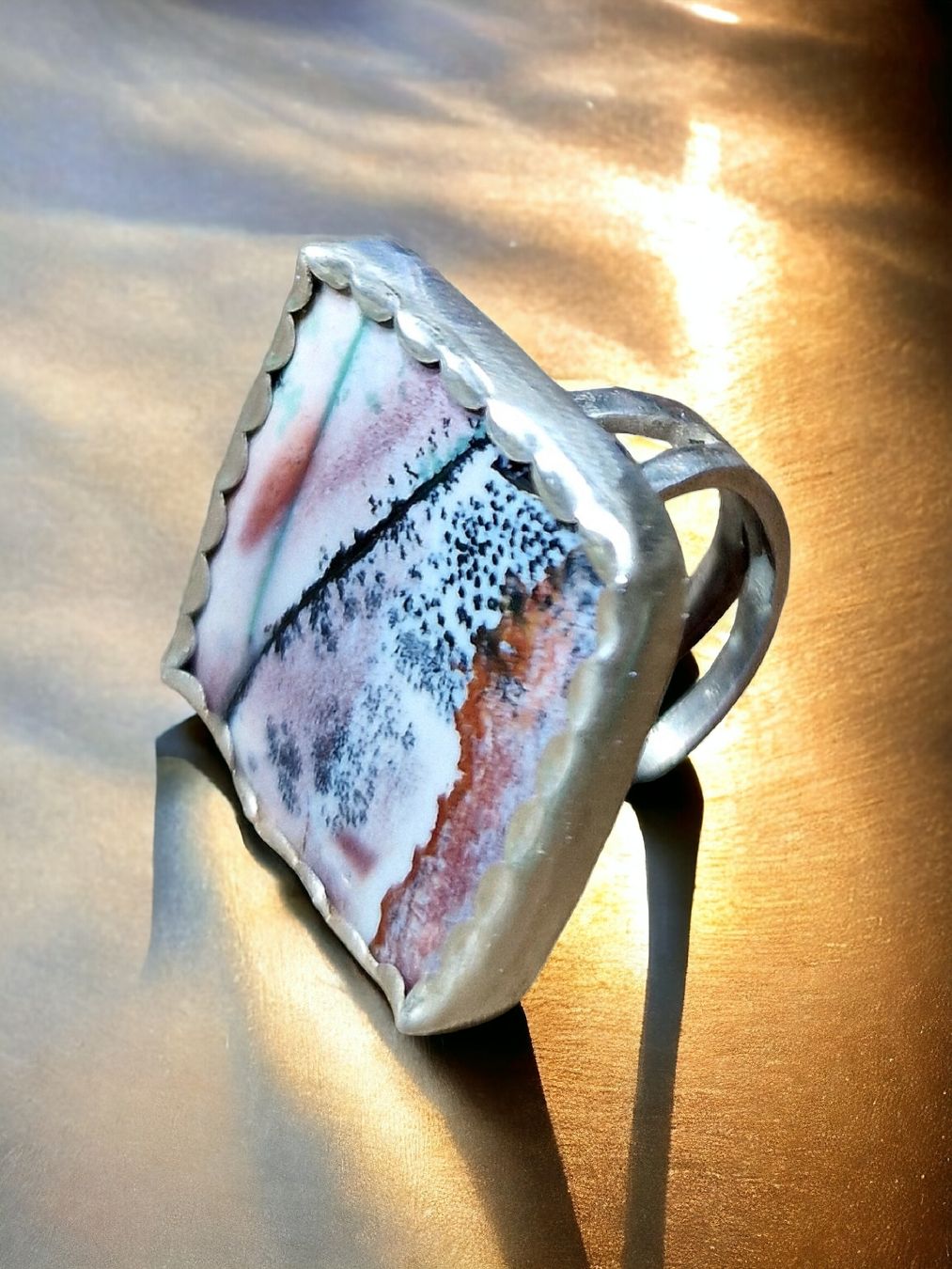 Anelli: Statement-Ring Silber & Dendritopal. Grösse 56,5. – Nuovo e nell'imballaggio originale da Aarau venduto da Schmuckhoehle_MD 5