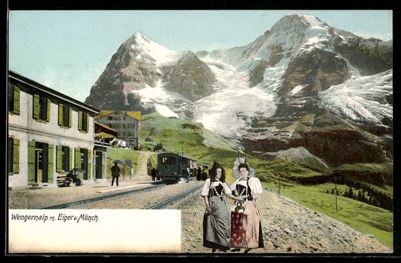 Ansichtskarten: Wengernalp mit Eiger und Mönch, Bergbah – Gebraucht aus Berlin von bartko-reher