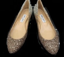 Neu Jimmy  Choo Ballerinas Jesse Flat  Gold 40.5 EU neu