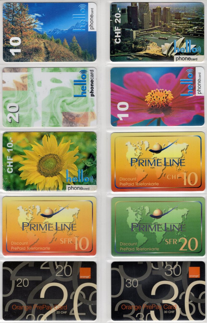 Schede telefoniche: 10 diverse Schweizer Prepaid Telefonkarten – Usato da Eglisau venduto da Chperfins