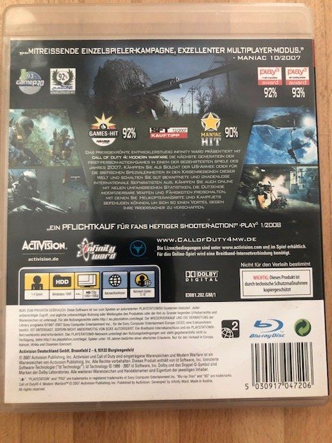 Spiele: Call of Duty Modern Warfare 4 CoD - PS 3 – Gebraucht aus Nussbaumen AG von  1