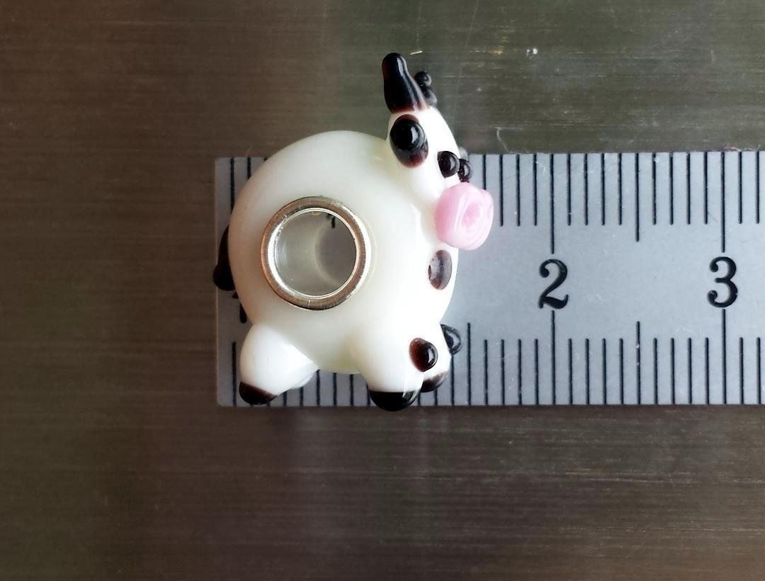 Perle (finte): Lampwork Kuh-Glasperle, Glass Bead – Nuovo (secondo la descrizione) da Langenthal venduto da flowersNbirds 4