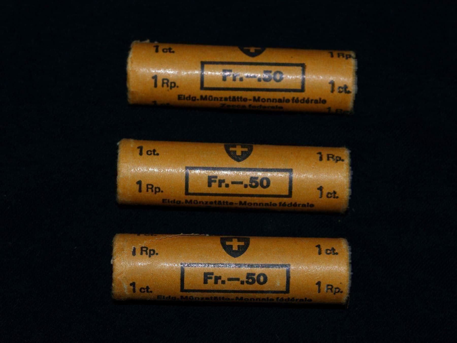 Tutti le monete: 3 Rollen 1 Rappen originalverpackt – Nuovo e nell'imballaggio originale da Einsiedeln venduto da fun4u59 2