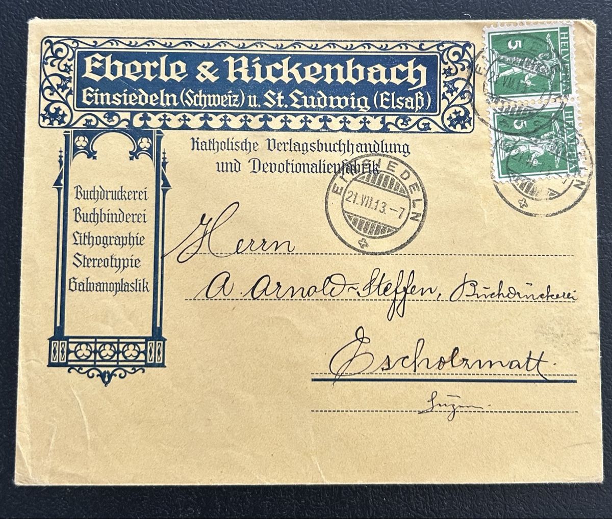Tutti i francobolli: Briefumschlag Einsiedeln Eberle & Rickenbach  – Usato da Horw venduto da Tellbub