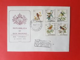 Ersttagbrief,  enveloppe 1er jour, Uccelli, San Marino, 1972