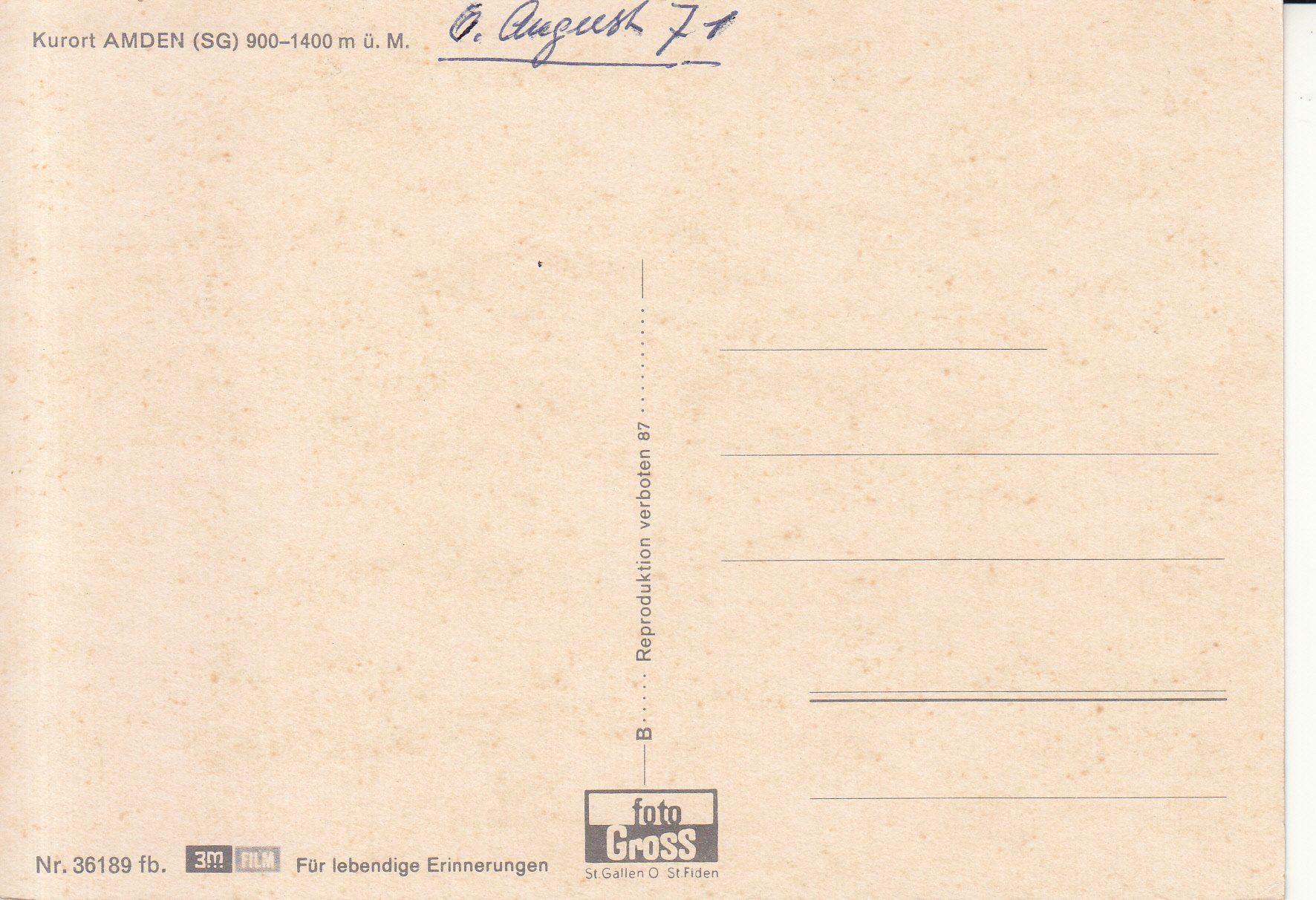 Cartoline postali: Amden ca. 1971 – Usato da Bürglen TG venduto da StampGraf 1