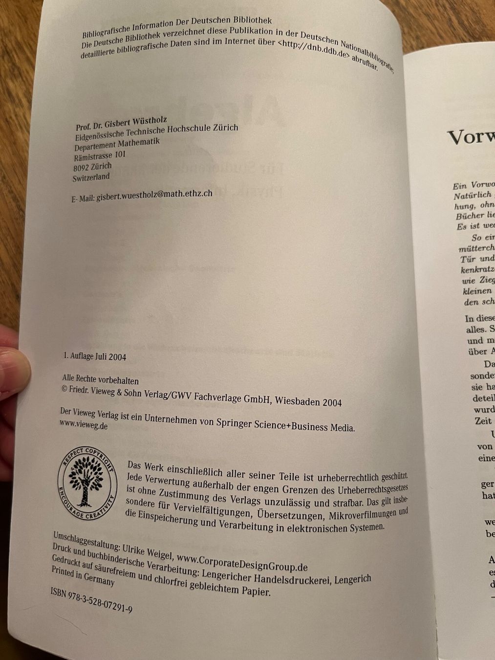 Libri: Algebra von Gisbert Wüstholz – Usato da Veltheim AG venduto da kronecker 1
