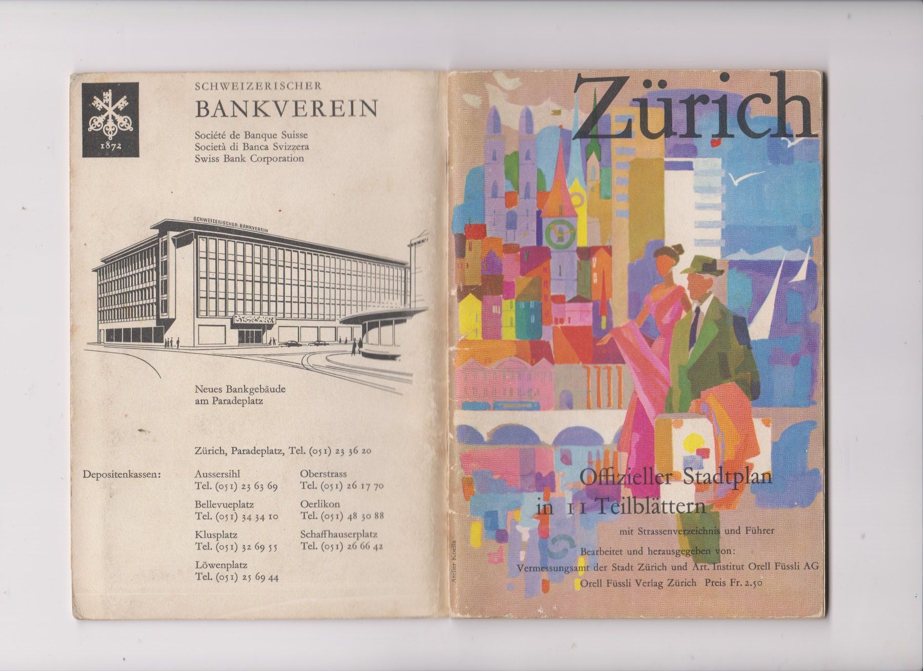 Cartine & Atlanti: Stadtplan Zurich in 11 Teilblättern - 1959 – Usato da Bex venduto da Canouille 1