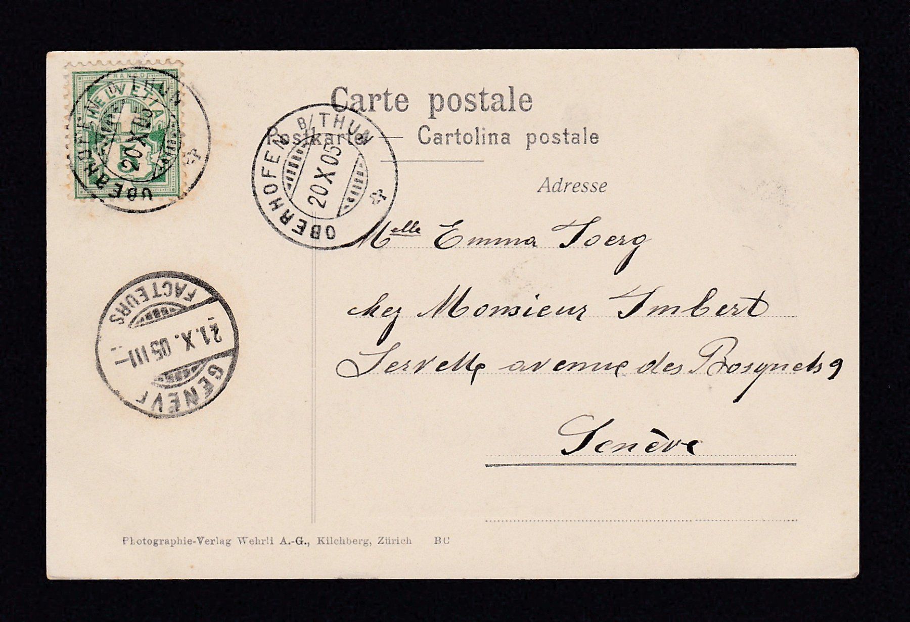 Cartoline postali: Thunersee Dampfschiff "STADT BERN", 1905 – Usato da Reiden venduto da cinfis 1