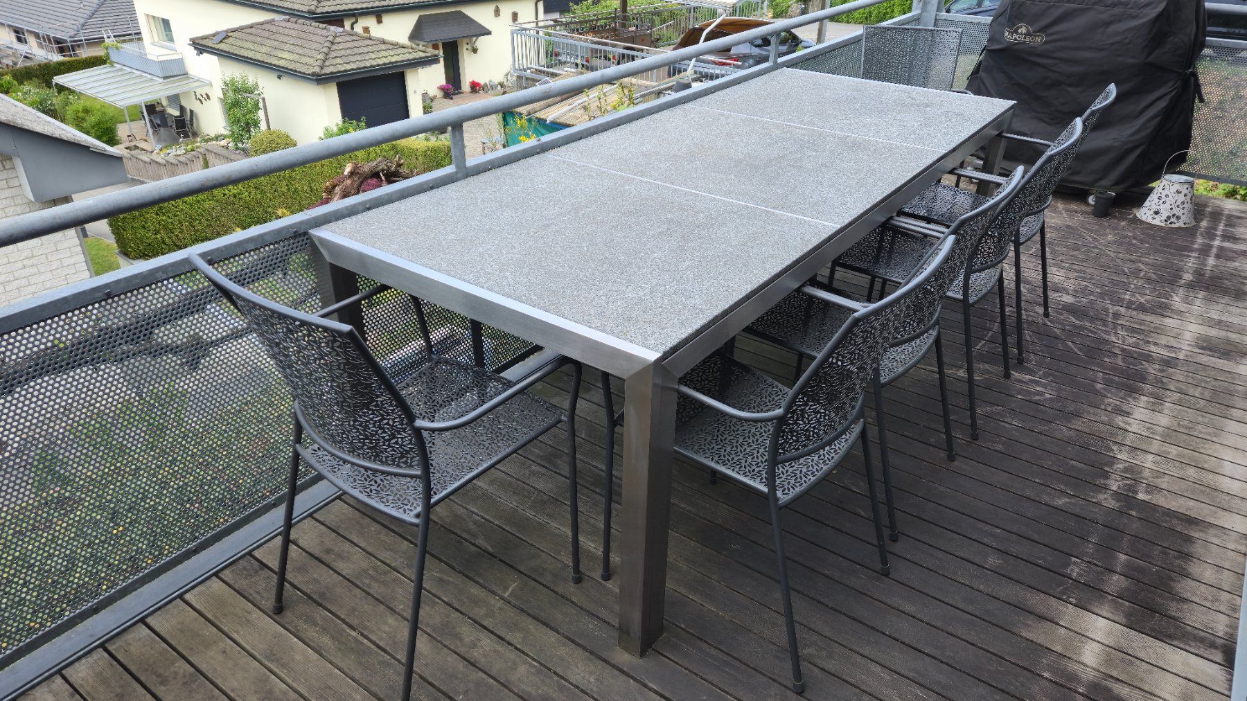 Set di tavolo e panche: Granittisch 240x100cm | Outdoor | Anthrazit/Silber – Usato da Däniken SO venduto da BeniSteiner 2