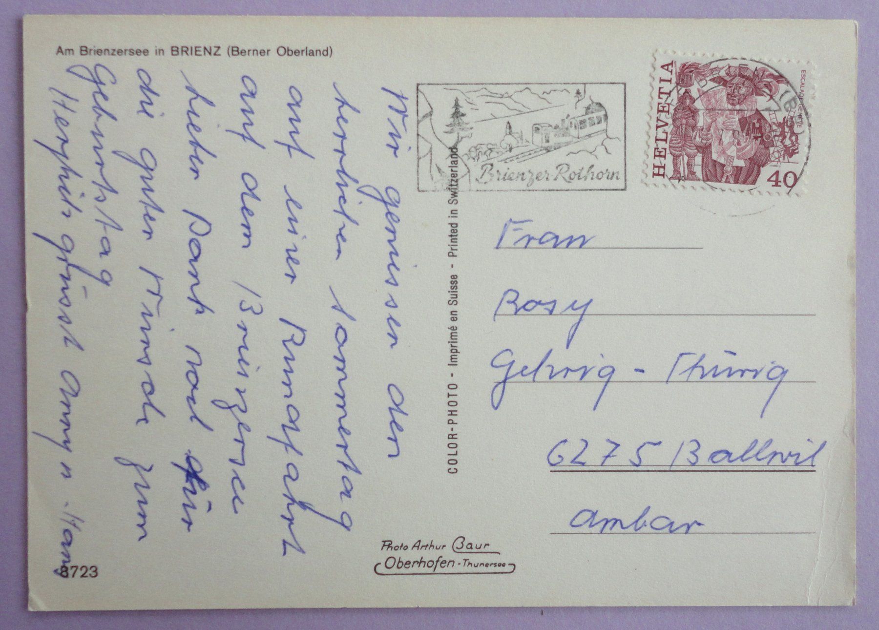 Cartoline postali: Am Brienzersee in Brienz – Difettoso da Fétigny venduto da Billy2miny 1