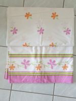 Drap plat motif fleurs 205x270cm, coton, très bon état