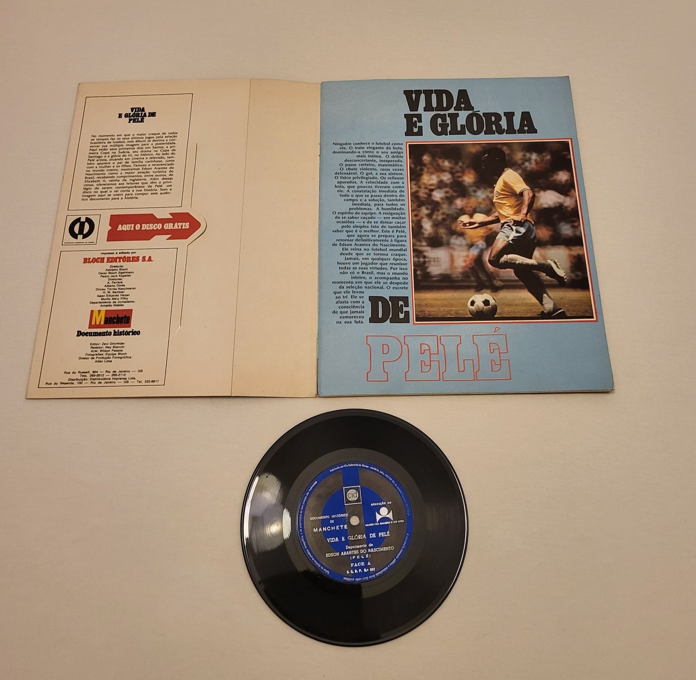 Autografi: Pelé => Manchete - Vida e gloria de Pelé mit Platte – Usato da Zürich venduto da Roberto040 1