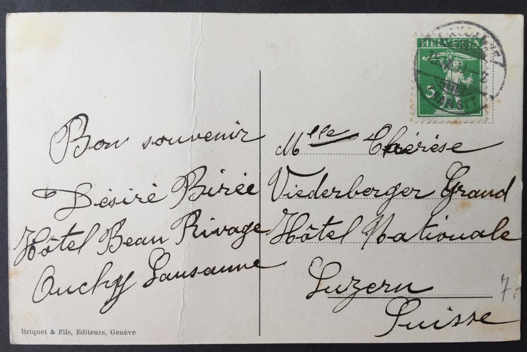 Cartes postales: OUCHY Beau Rivage Palace – D'occasion à Jona par philajona 1