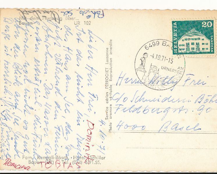 Cartoline postali: Bauen - mit Flugzeug über ... + 1971 – Usato da Emmenbrücke venduto da teestube 1