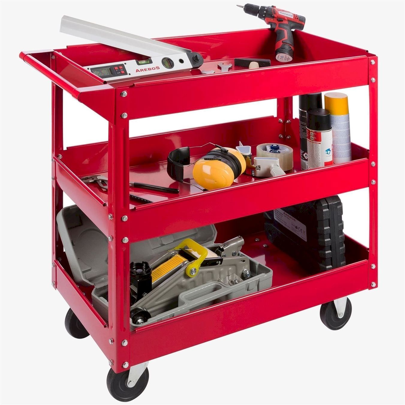 Tutti gli attrezzi: AREBOS 2x Rollwagen 3 Fächer Rot – Nuovo e nell'imballaggio originale da Bottighofen venduto da zaap 1