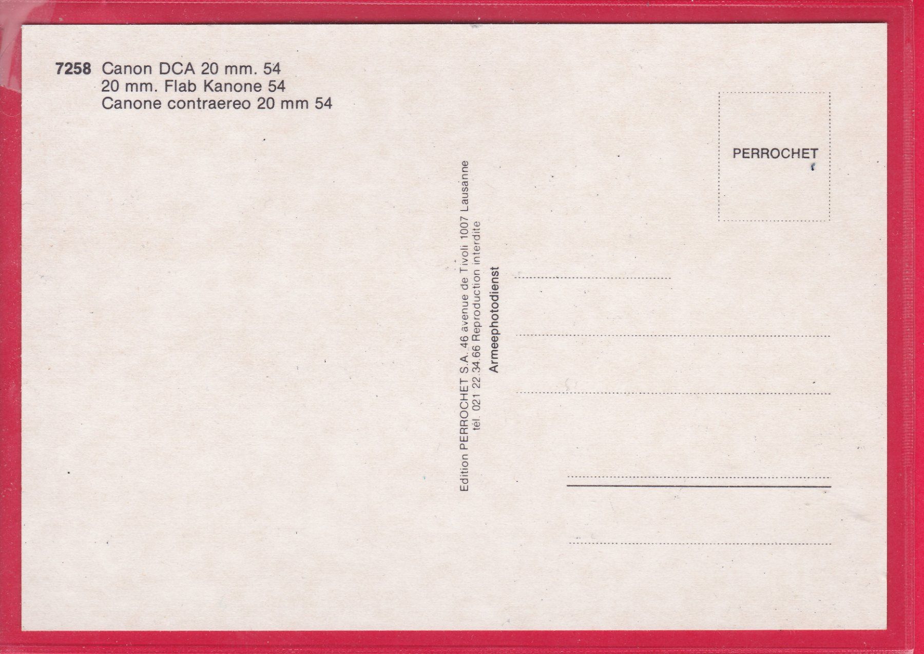 Cartoline postali: CANON DCA 20mm, 54, ARMEEPHOTODIENST – Usato da Oberrieden venduto da Gebirgsstelze 1