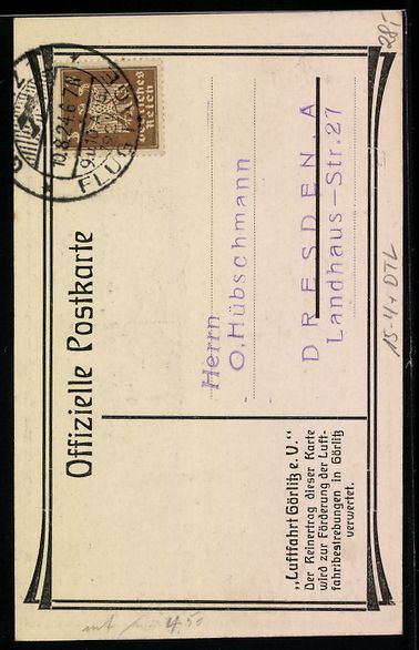 Cartoline postali: Görlitz, Flugtage 9. und 10. August 192 – Usato da Berlin venduto da bartko-reher 1