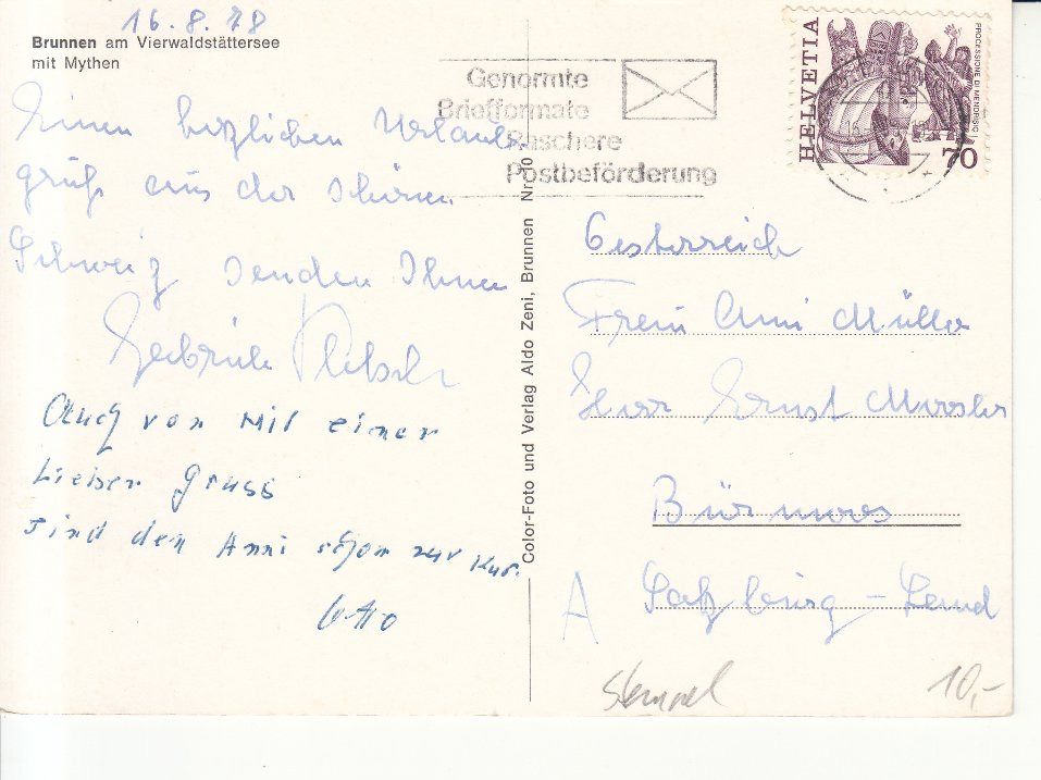 Cartoline postali: Brunnen 1978 – Usato da Bürglen TG venduto da StampGraf 1