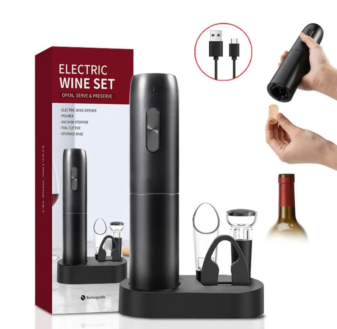 Apribottiglie & Tappi per chiusura: Elektrischer Korkenzieher mit Weinzubehör – Nuovo e nell'imballaggio originale da Lupfig venduto da Pluribus 2