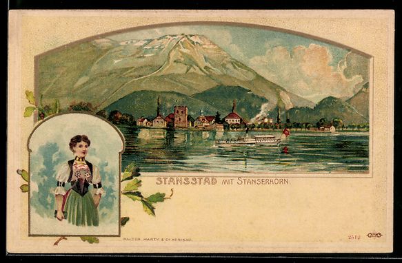 Ansichtskarten: Stansstad, Totalansicht mit Stanserhorn, – Gebraucht aus Berlin von bartko-reher