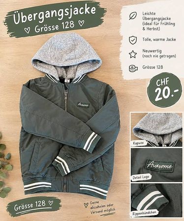 Übergangsjacke grün Grösse 128  neu