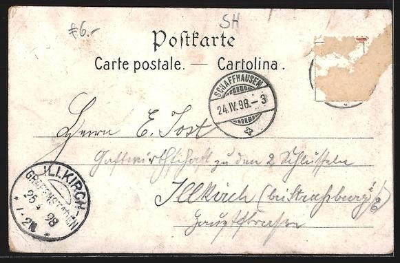 Cartoline postali: Litho Schaffhausen, Munoth, Schiff, Orts – Usato da Berlin venduto da bartko-reher 1