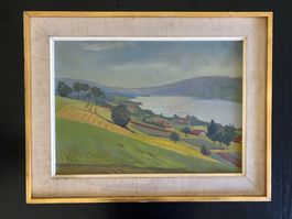 Gemälde "Hallwilersee" Öl auf Leinwand signiert Keller 1967
