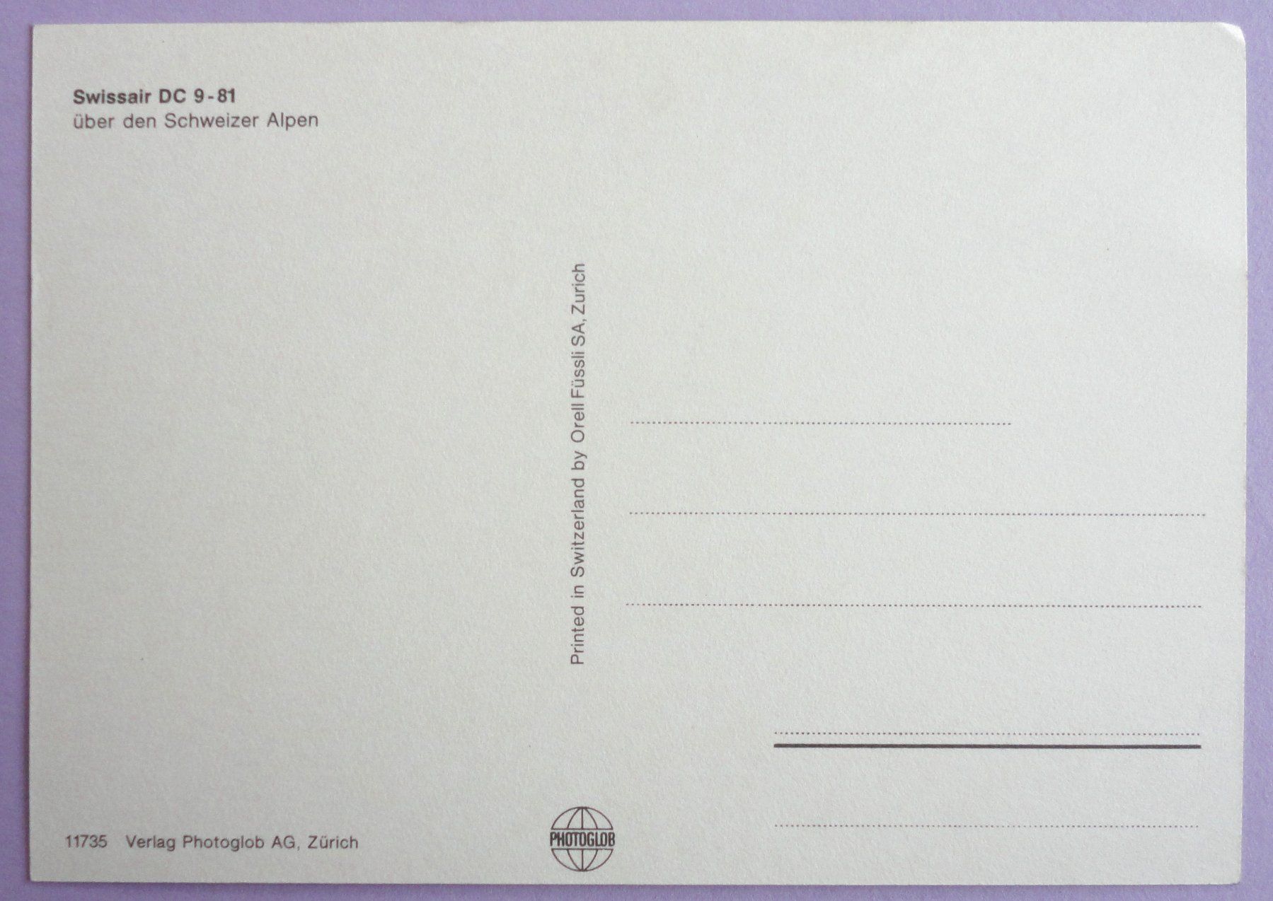 Cartoline postali: Swissair DC 9 - 81 – Usato da Fétigny venduto da Billy2miny 1