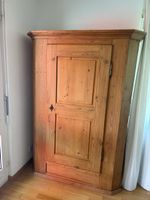 Corner cupboard pine wood vintage 1 door with shelves