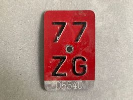 Velonummer Fahrradschild ZG 77 - 05540