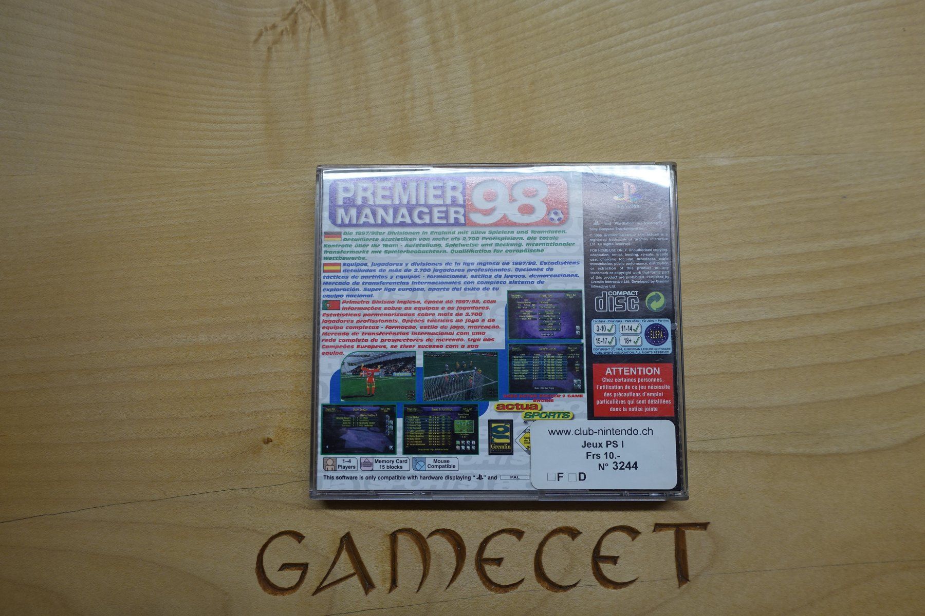 Sony Jeux: Premier Manager 98 – D'occasion à Steinach par Gamecet 2