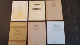 6 Musiknotenhefte für Violine und Klavier, div. Komponisten