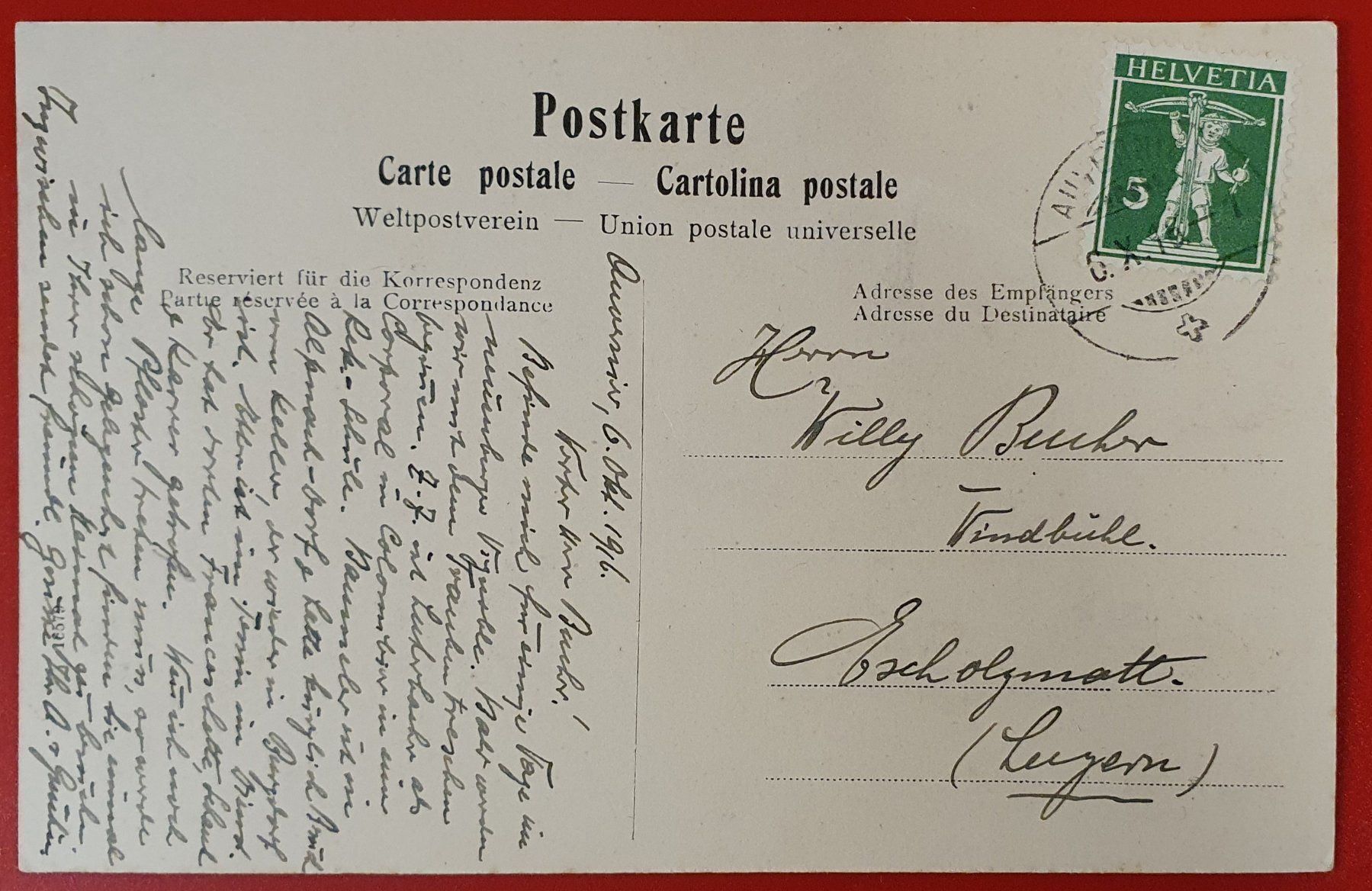 Cartoline postali: Auvernier - Hotel Bellevue 1916 – Usato da Kreuzlingen venduto da Rschweiz1 1