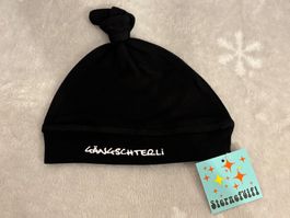 Sterneföifi Gängschterli Babymütze, Schwarz, Gr. 0-9 M!