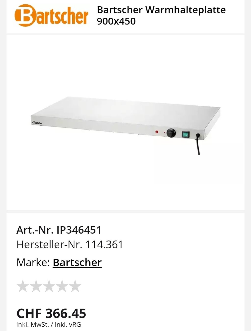 Bartscher Elettrodomestici da cucina: Bartscher Warmhalteplatte 900x450 – Nuovo (secondo la descrizione) da Dottikon venduto da kuli21 4