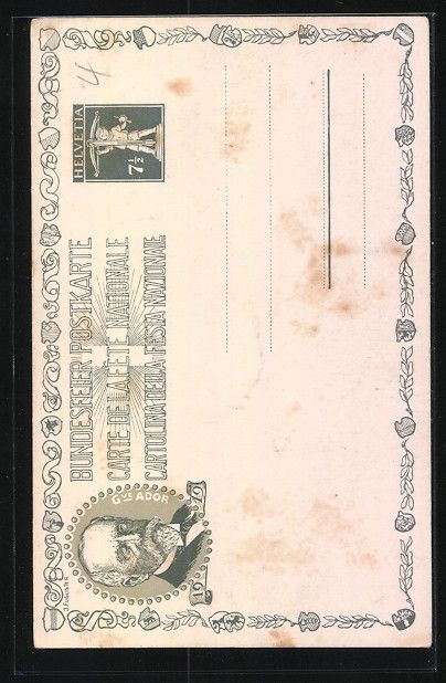 Cartoline postali: Schweizer Bundesfeier 1919, Porträt von – Usato da Berlin venduto da bartko-reher 1