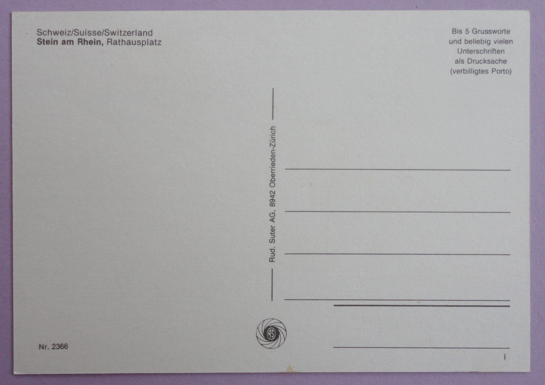 Cartoline postali: Stein am Rhein, Rathausplatz – Usato da Fétigny venduto da Billy2miny 1