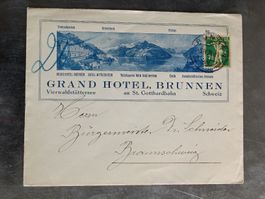 Litho Werbe Brief / Grand Hotel Brunnen Gelaufen 1928