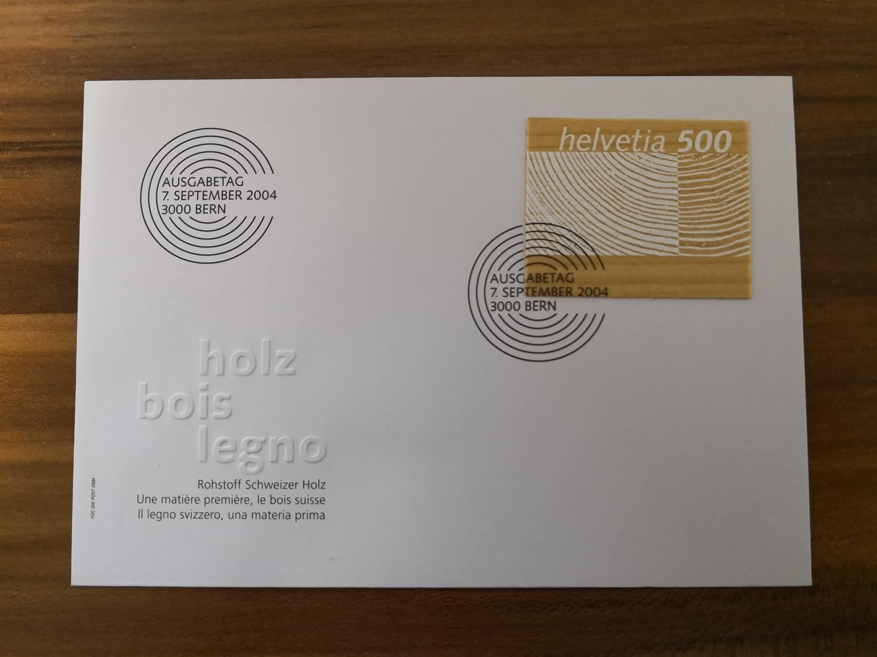 Tutti i francobolli: FDC Holzbriefmarke 2004 – Usato da Rickenbach SO venduto da Bytebull