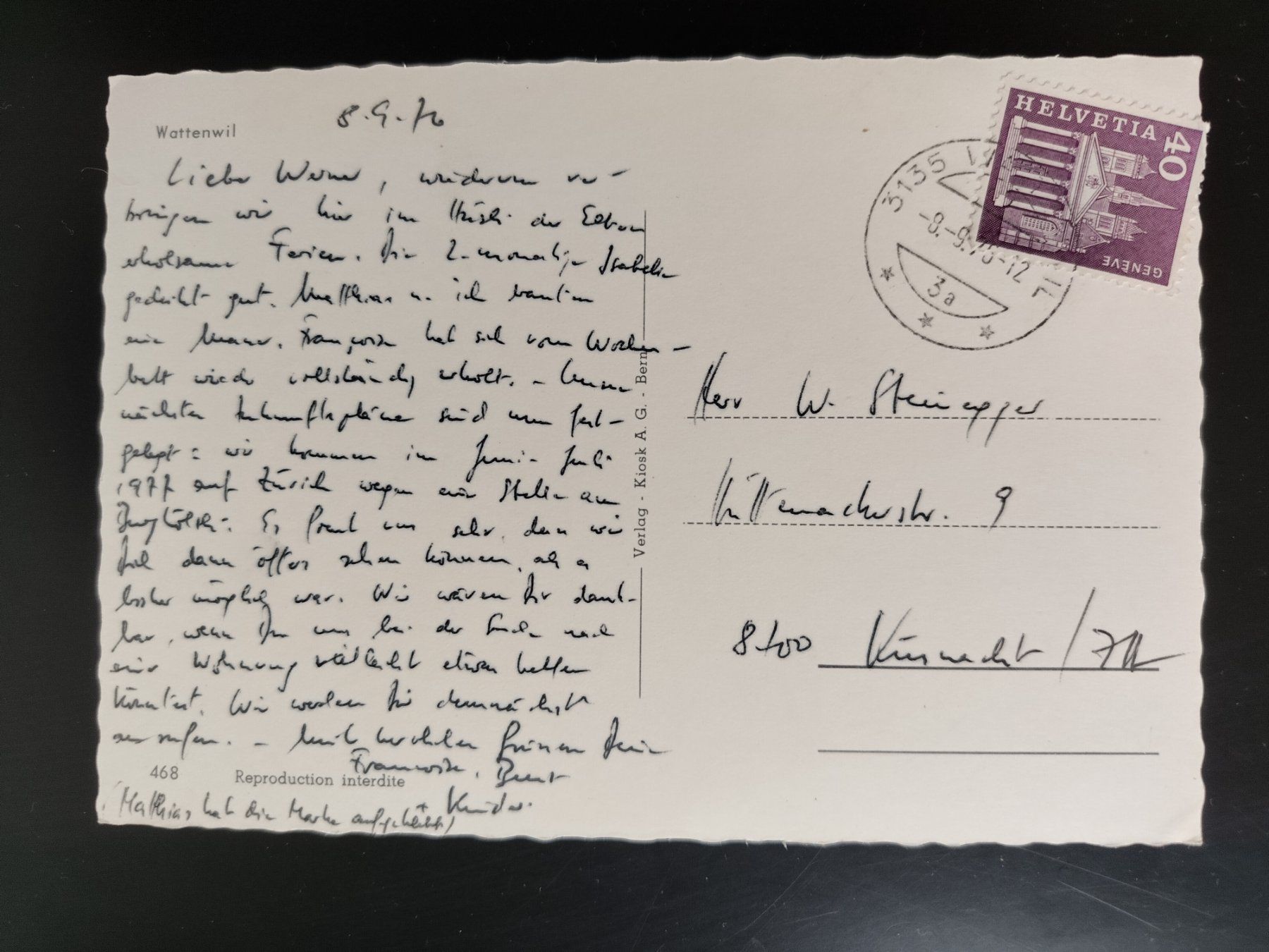 Cartoline postali: Wattenwil dat. 1975 – Usato da Ohmstal venduto da Lebensfreude05 1