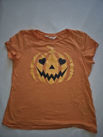 H&M Meitli Shirt Kürbis Print, Gr. 134/140, Top Zustand