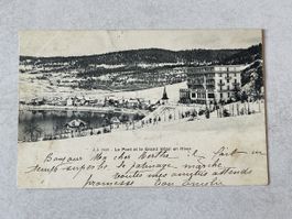 Alte Ansichtskarte vom Grand Hotel im Winter,