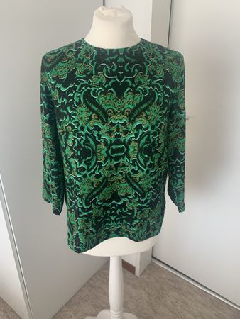 H&M Bluse, Gr. 36, Grün/Schwarz gemustert, Herbst-Look!