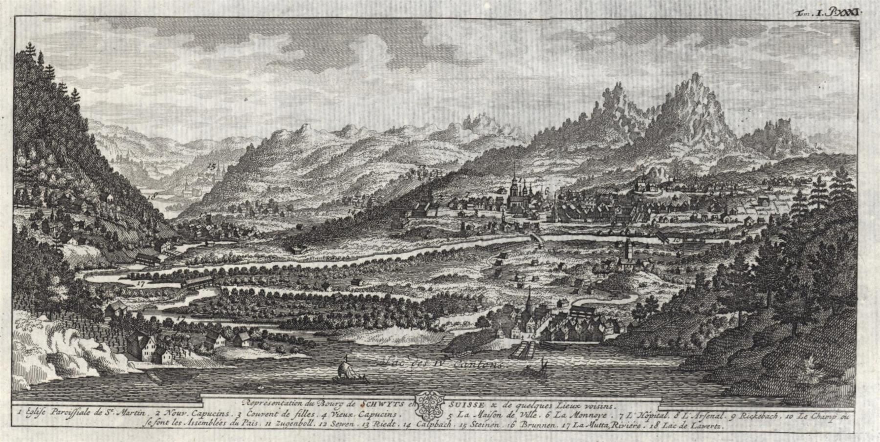 Incisioni: Schwyz Originalkupferstich von 1778 – Usato da Rafz venduto da Helvet32