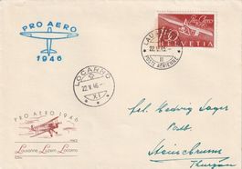 Flugpost Brief-Lausanne-Locarno-Steinebrunn-1946